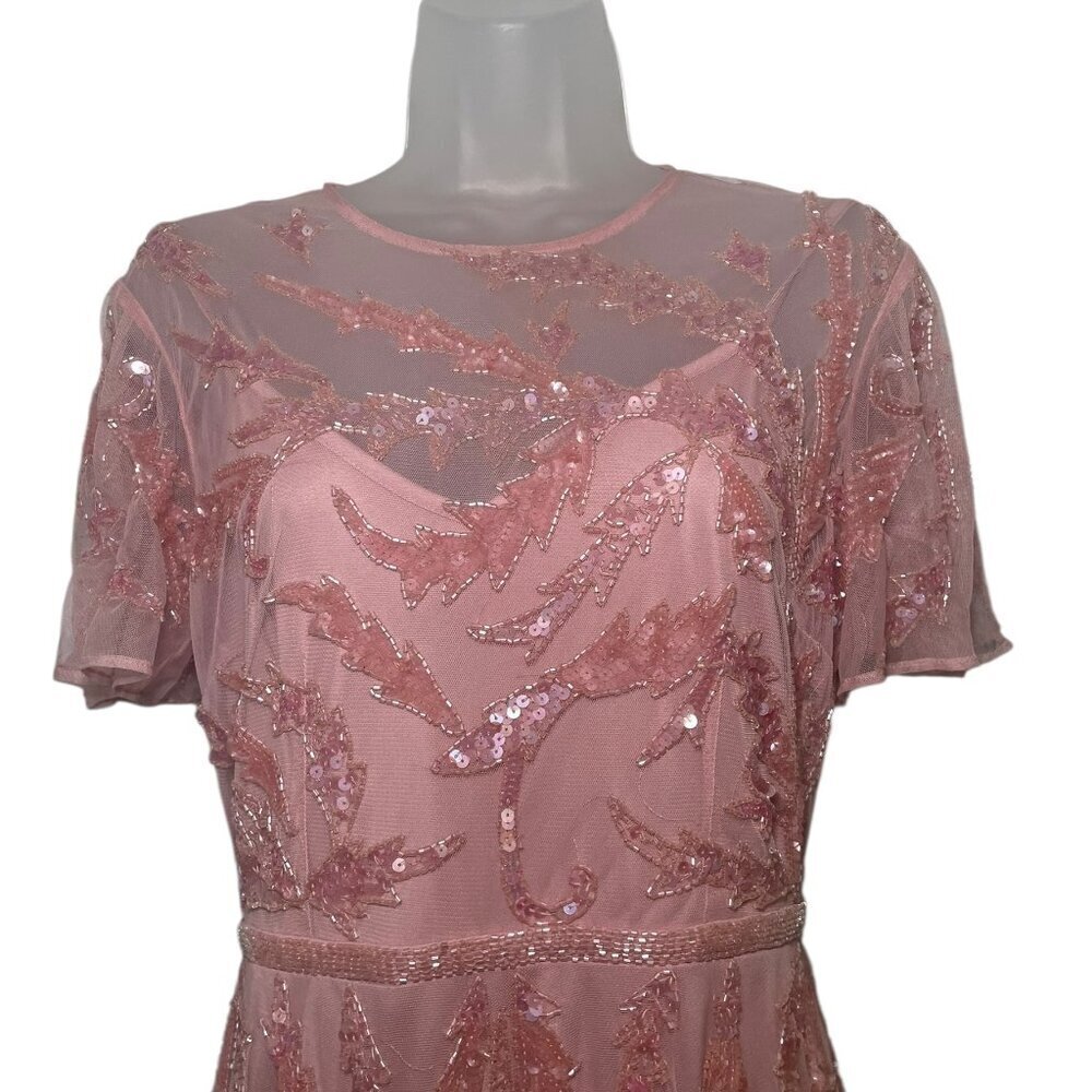 Mac Duggal Wisteria Sequin Beaded Tulle Midi Dress Size 4 Sample Gown - Picture 8 of 9